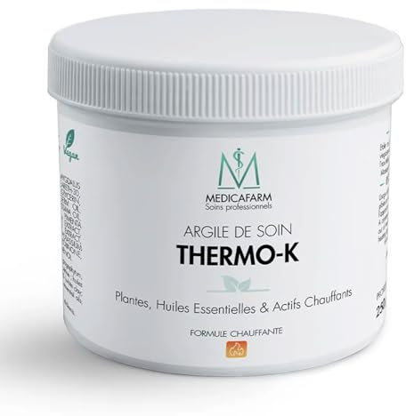 MEDICAFARM - Argile de soin THERMO-K - Formule chauffante - Aide à apaiser les douleurs musculaires et articulaires - Aide à améliorer la microcirculation - pot de 250g