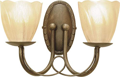 Wandleuchte Lampe Stahl Schwarzes Gold B 26 cm 2 Flammig Flurleuchte