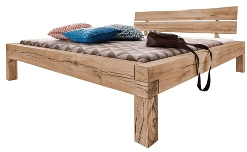 MASSIVMOEBEL24.DE | Balkenbett Wildeiche 200x200 Bianco ge�ltJANGALI #213
