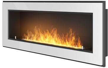OutInFire, Camino Bioetanolo da Parete da Incasso, Caminetto In Acciaio con Cornice Frame120, 120x49 cm (Bianco)