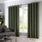 Fusion - Bottle Green Blackout Curtains W66 x L90 (168 x 229cm) - 100% Cotton - Thick Weave 2 Panels - Green Eyelet Curtains - Soundproof/Thermal Curtains in Green - Curtains for Bedroom/Living Room