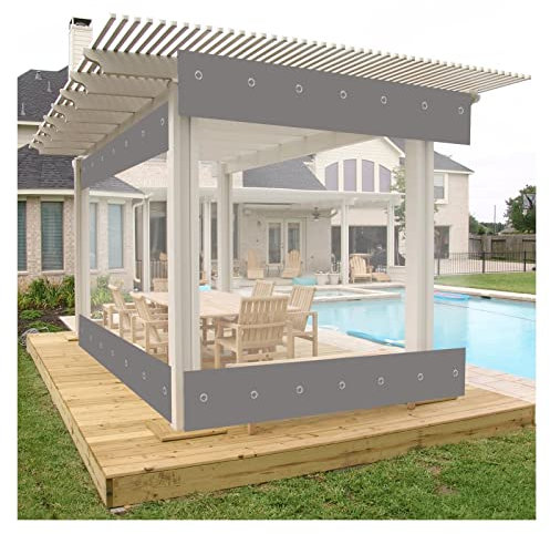 Cortina de PVC transparente resistente al agua con ojales para jardín, porche y garaje, lona duradera y resistente al viento (2 x 2,8 m)