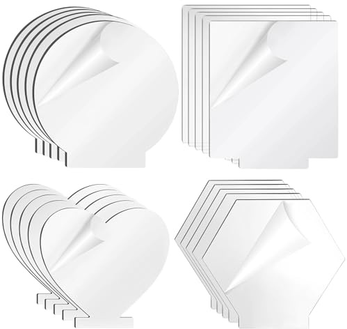 20 Stück klare Acrylplatten, 4 Formen Acryl-Gussplatten für LED-Lichtbasis, leere Acryl-Schilder, transparente Platten mit doppelseitiger Schutzfolie für DIY-Bastelprojekte