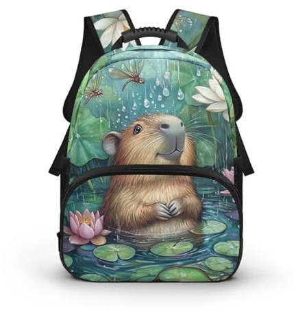 COEQINE Girls Mini Backpack Purse 4-6 Years Old Preschool Kindergarten Elementary School Bag for Kids Cute Capybara Bookbag for Toddler Kawaii Rucksack with Name Tags Back to Schools Gifts