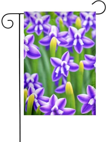 Drapeau décoratif de jardin - 30 x 45 cm - Double face - Pour extérieur, vacances, ferme, décoration d'intérieur (jacinthe violet)
