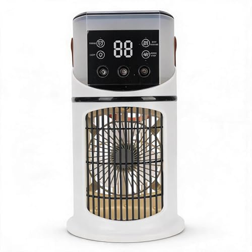 Sxhlseller Tragbarer Luftkühler, 4-in-1-Mini-Klimaanlage mit Luftbefeuchter, 6-Gang-USB-Desktop-Nebelgerät, 500-ml-Tank, 7-Farben-Nachtlicht für den Schlafsaal Im Büro