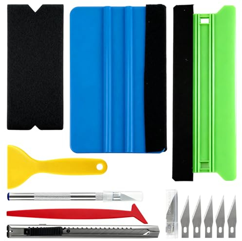 9PCS Vinyl Wrap Tools Kit, Wallpaper Tools with Vinyl Cutter & Squeegee | vinyl cutter, squeegee for vinyl, replacement blades, bubble free, ulti surface compatible for beginners and professionals