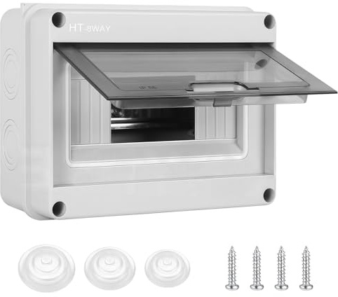 Kezidhp Coffret Electrique Etanche, 8 modules sur un seul rang, IP65, tableau électrique en saillie pour zones extérieures, jardin, ferme, magasin, station de recharge