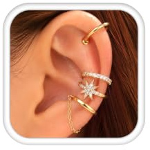 LOLIAS Ear Cuff Pendientes sin Agujero Dorados Oro Mujer Pendientes Oreja sin Agujero Faux Piercing Oreja Helix Cartilago Ajustable Ear Cuffs Pendientes Clip Mujer sin Agujero