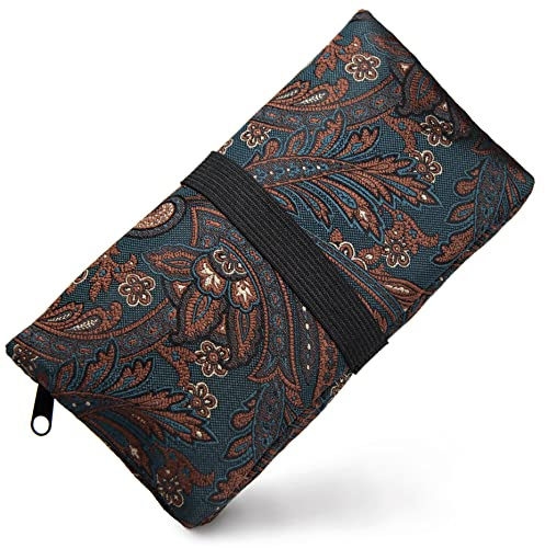 GUGGIARI® Blague à Tabac en Tissu Doux avec Compartiments Pratiques pour: Filtres Tips, Papier à Rouler et Briquet – Pochette pour Sachet de Tabac à Rouler de 30/50 g (Paisley - Green)