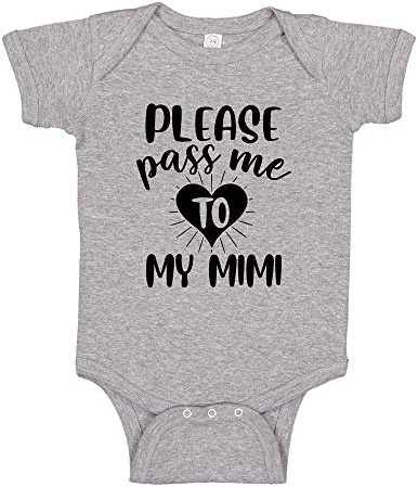 The Shirt Den Please Pass Me to My Mimi Baby Romper 6 mo Athletic Heather
