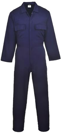 Portwest S999 Classic Collection Protective Polycotton Work Coverall Men's Boiler Suit Work Overalls Workwear Unisex Six Pockets Elasticated Waist 40+ UPF, Regular, Royal Blue, 4XL