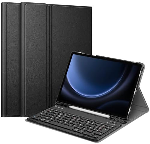 FINTIE Clavier pour Samsung Galaxy Tab S10 Lite 10.9 Pouces 2025 et Galaxy Tab S10 FE/S9 FE 10.9”/S9 11”, [AZERTY Français] Clavier Bluetooth sans Fil Housse Etui Multipositions, Noir