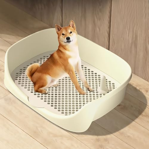 Pucaru Hundetrainings-hundeklo, Welpen-Pad-Halter, Indoor-Hundetoilette, Töpfchen-Trainings-Pad-Halter, Erhöhter Zaun, für Kleine Hunde (Color : Beige)