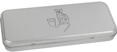 Azeeda 'A Very Happy Cat' Metal Hinged Stationery Tin/Storage Box (TT00227968)