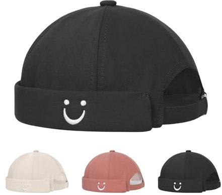 Minicloss Cotton Docker Cap， Verstellbar Docker Cap Herren Damen Hut， Rolled Cuff Brimless Hat， Verstellbar Hafenmütze，Baumwolle Docker Cap， Verstellbar Docker Cap Herren， Damen Hut