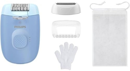Philips Epilator Series 4000 BRE247/00, 2 velocidades, iluminación LED, azul