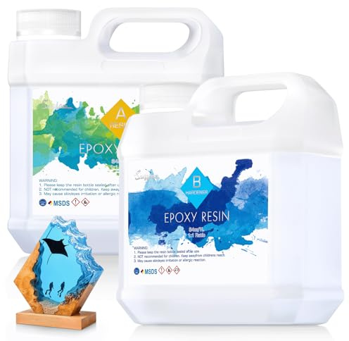 Epoxiharts set 2 l/68 oz 1:1 blandningsförhållande | glasklar kallhärdande gjutharts med anti-gulning | för trä, metall och smyckestillverkning