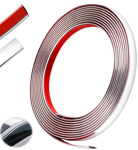 21 mm x 5 m, självhäftande lister, självhäftande för krom, lister, mångsidiga prydnadslister, vägg, silver, universell kromprydnadslist för bil, kaross, fönster, utomhus, dekoration, dörr, tak, möbler