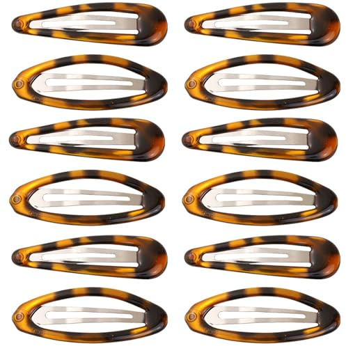 12 Stück Haarspangen Damen, Mini-Haarclips, Französische Haarspange, Metall Haarspange, Haarclips Damen｜5 cm｜2 Designs Schildpatt Optik, Vielseitig für Alltag, Arbeit und Reisen