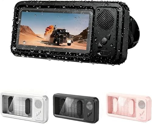 Aakluk Aqua Play Support de téléphone portable avec haut-parleur | Support mural rotatif à 360° étanche / anti-buée | Son de douche de téléphone Aqua Play pour miroir de salle de bain, mur, voiture