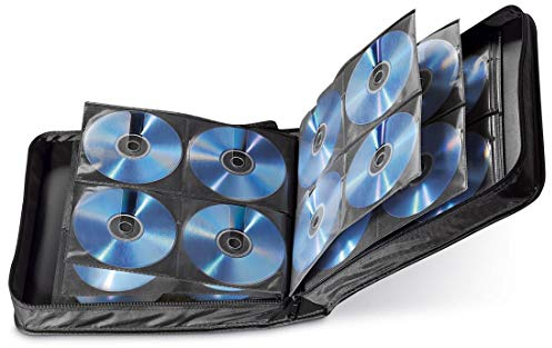 Hama CD Tasche für 208 Discs/CD/DVD/Blu-ray (Mappe zur Aufbewahrung, platzsparend für Büro, Wohnzimmer und Zuhause, Transport-Hüllen) Schwarz