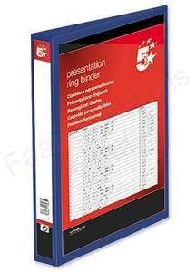5 Star Presentation Ring Binder PVC 4 D-Ring 25mm Size A4 Blue [Pack 10] (933015)