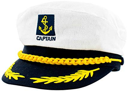 TRIXES Weiß-Marine Kapitänsmütze – verstellbares Kostümzubehör | Lustiges Marine-Kostümzubehör für Verkleidungspartys, Festivals & Mottopartys