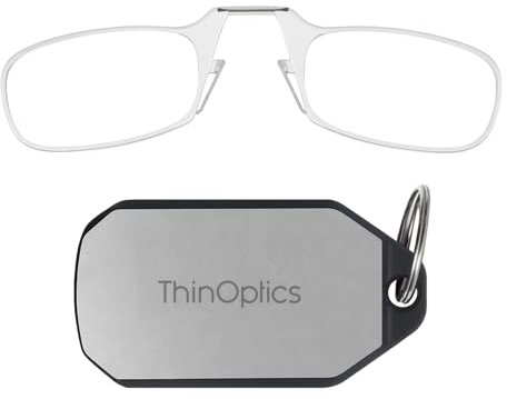 ThinOptics 1.00 Lesebrille Mit Transparenter Gestell Und Schlüsselanhänger-etui - Lesebrillen +1.0 Mit Kompaktem, Faltbarem Rahmen Und Flex-fit-technologie