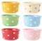 TAMUME 200ml Ramequins en Porcelaine et Assiettes à Soufflé pour Crème Brûlée, Bol de Cuisson en Céramique à Pois, Lot de 6 Bols à Pudding