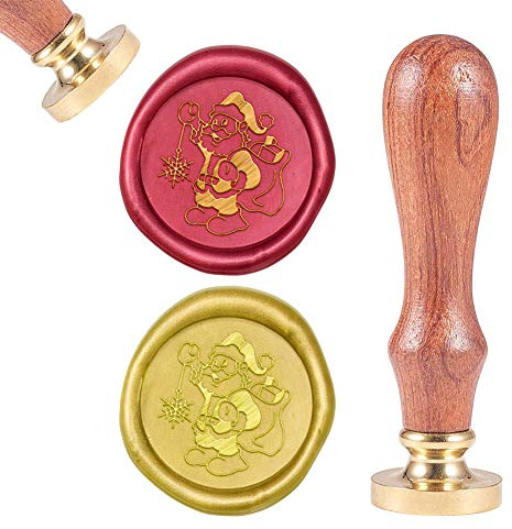 craspire Weihnachts-Wachssiegel-Stempel, Weihnachtsmann, Schneeflocke, Siegellack-Stempel, Retro-Holz-Siegelstempel, 25 mm, Abnehmbarer Messing-Siegelstempelkopf Für Weihnachtsfeier, Einladung