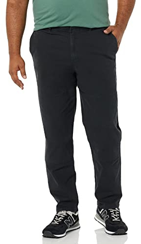 Amazon Essentials Pantalones de Trabajo de Lona Elastizada con Doble Rodilla (Antes Goodthreads) Hombre, Negro, 33W / 36L