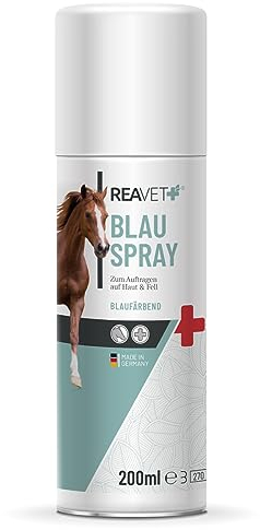ReaVET Wundspray, Blauspray für Pferde 200ml - Desinfektion für Pferdestall & Reitzubehör, Desinfektionsspray zur Flächendesinfektion, Hautpflege, Wundpflege für Tiere