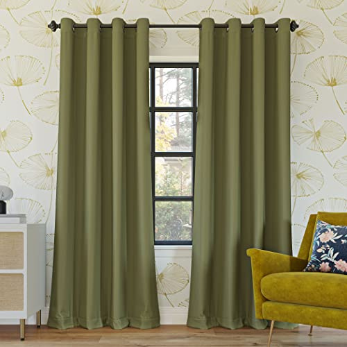 Sun Zero Nordic 2-Pack Theater Grade Noise Reducing Extreme 100% Blackout Grommet Curtain Panel Pair, 52 x 84, Sage Green