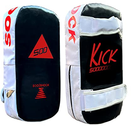 Soo Kids & Adult Strike Kick Pads, Kick Shield Coaching Mitts, Muay Thai, Kickboxing, MMA, Boxing, Taekwondo, Red/Black