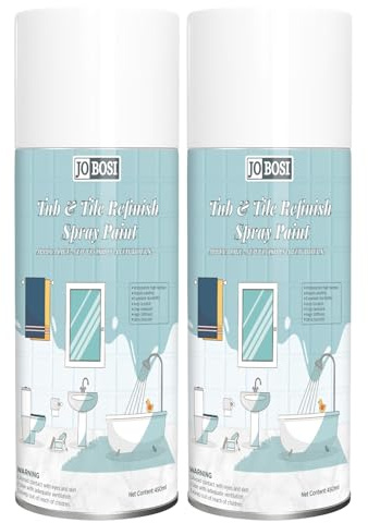 2Pcs White Spray Tub and tile Paints, Bathroom Wallpaper,Bathtub and Tile Spray Ceramic Paint, Aerosol Bathtub and Tile Refinishing Kit, for Porcelain Fiberglass Ceramics, DIY Countertop Paint Kit, porcelain or fiberglass 450ml*2