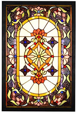GAUUA Lámpara De Techo LED De Estilo Tiffany Lámpara De Pared Floral Vintage Rectángulo De Vidrio Manchado De Iluminación De Borde Ultra Delgado para Habitación De Dormitorio