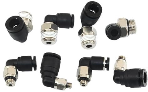 Pneumatic Quick Connector Mini-Connector PL Pipe Hose 3mm 4mm 5mm External Thread M3 M4 M5 M6 L-Shaped PL3-M3 PL4-M6 PL5-01 (Color : PL4-M3)