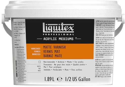 Liquitex 5347 Professional matter Firnis, Schlussfirnis für Acrylfarben - seidenmatte Oberfläche, nicht gilbend, alterungsbeständig, schnell trocknend, Archivqualität - 1,89 Liter Flasche, Farblos