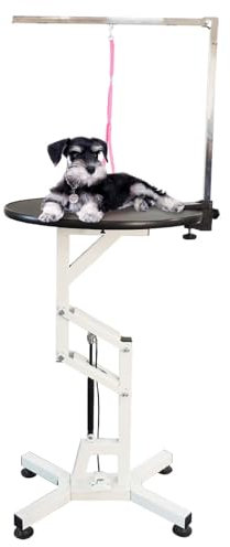 CASEGO 24-Zoll-Hundepflegetisch mit elektrischem Hub, drehbarer Desktop-Pflegetisch für Hunde zu Hause, kleine Haustierpflegestation (Black)