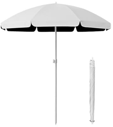 180 220cm Parasol De Piscine Avec Volant, Parasol De Marché Extérieur Avec Hauteur Réglable, Résistant Aux UV Pour Jardin, Pelouse(White,6ft/180cm)