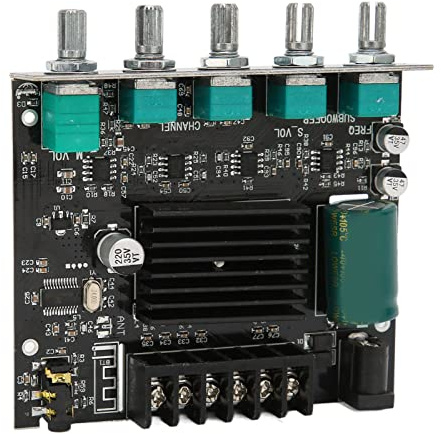 lyrlody Mini Amplificateur Stéréo Numérique pour Caisson de Basses 50 W X 2 100 W, Entrée et Sortie Flexibles, Paramètres Sonores Réglables, Fonction de Protection Complète, Carte