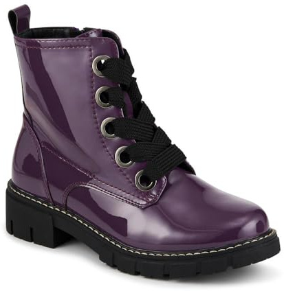 Wide-Fit Chunky Ankle Boots - Purple Patent Size 7