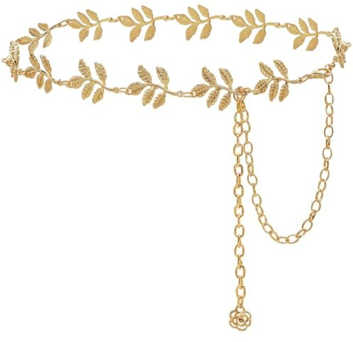 DOKRIN Cinturones para mujer, Cadena de cintura dorada, cadena de cintura brillante, accesorio de joyería corporal, ideal para combinar con vestidos, jeans y chalecos.