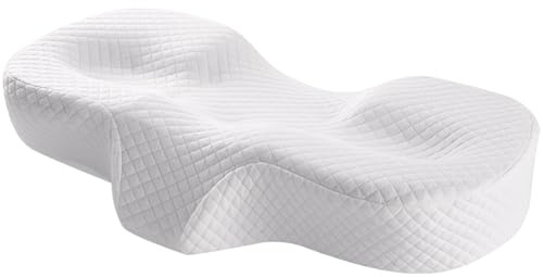 Chewtoyo Cuscino antirughe per il viso bianco, adatto per chi dorme lateralmente e sulla schiena, in memory foam, ergonomico, texture