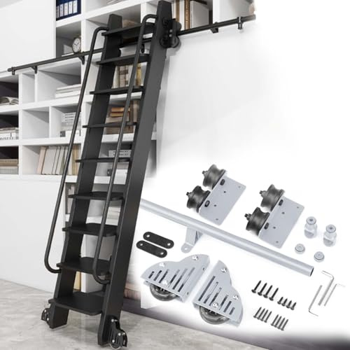 Kraftiga stegehjul (ingen stege) Kolstål Silver glidskenor för bokhylla, lager, bargarderob, mobilt rullsystem(Telescopic,488cm Spårkit)