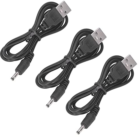 LUCKDANO Cavo di Alimentazione USB da 3 Pezzi Cavo di Ricarica Jack da 3,5x1,35 Mm - Durevole 1 M 5 V per Termometro, Telefono, Fotocamera e Altro, Compatibile con USB 2.0 e .0