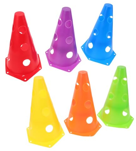 SMASOLO Lot de 6 Cônes D'entraînement à L'agilité 23 Cm en Plastique Coloré avec Trous Cônes de Football Multisports pour Exercices Extérieurs, Marquage Terrain et Entraînement Sportif