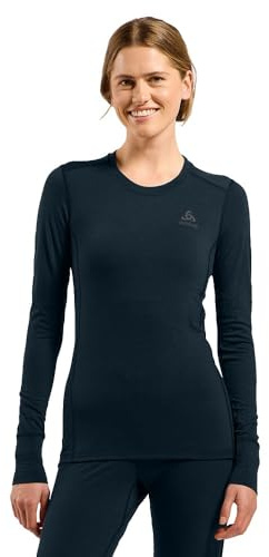 Odlo Intimo Termico da Donna in Lana Merino 200 I Biancheria Intima in Lana Merino I Maniche Lunghe Termiche con Scollo Rotondo