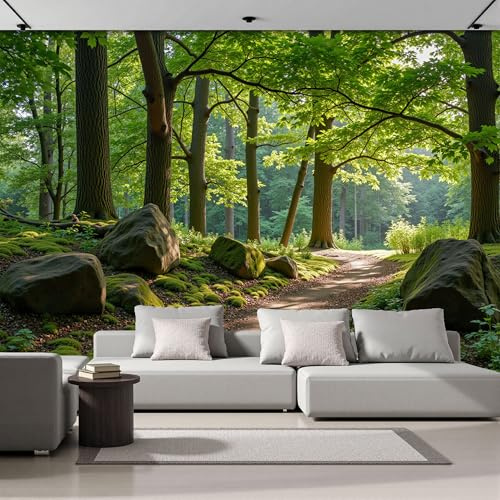 DACRWEKZ Carta da parati Scenario Naturale 350x256cm Fotomurali in Seta moda Decorazione da Muro XXL Sentiero Nel Bosco Poster Gigante Design Cameretta Carta per Camera Da Letto Soggiorno Pareti
